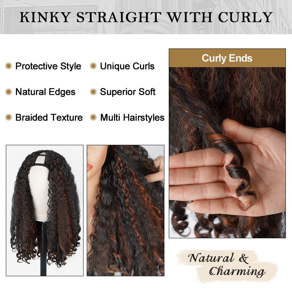 2H350 Highlight Yaki Synthetic  Afro Bouncy Curly End Wigs