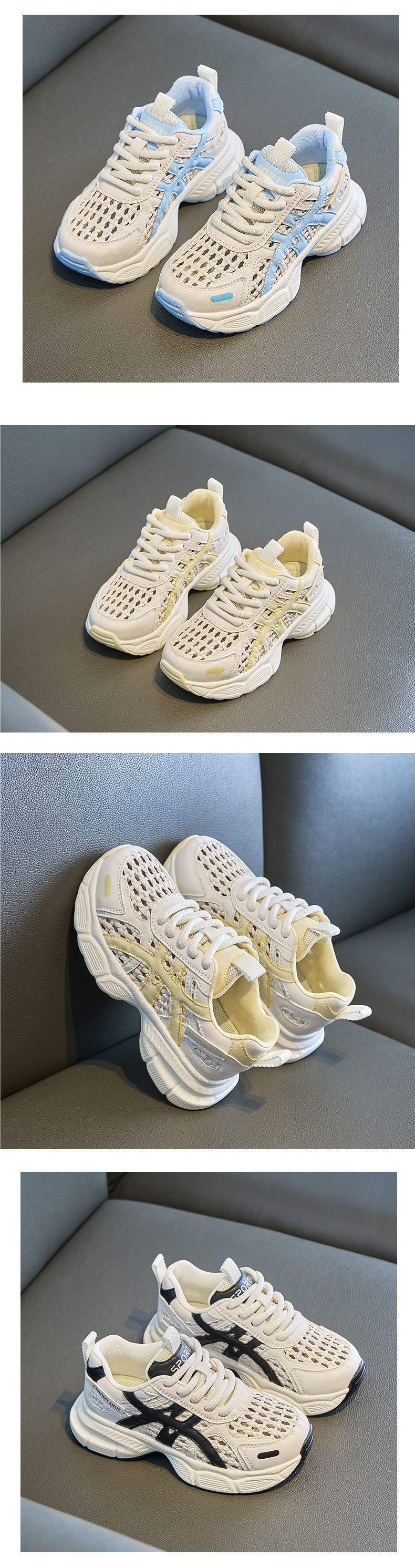 Girls' Sneakers2025Summer New Breathable Hollow Summer Dad Shoes for Big Kids Running Shoes Children's Shoes