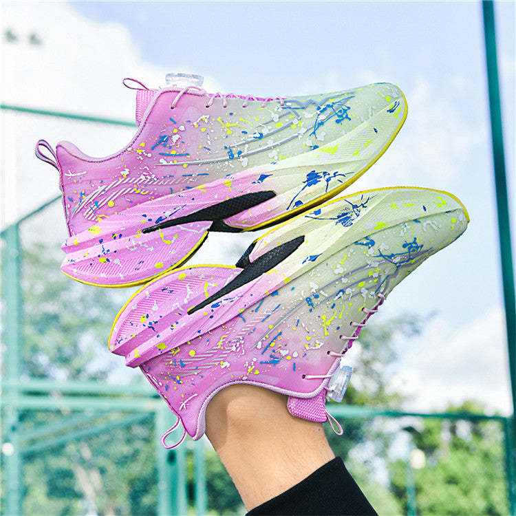 2025Four Seasons New Casual Couple's Real Explosive Carbon Plate Rotating Buckle Running Shoes Youth Graffiti Fashion Sports Shoes