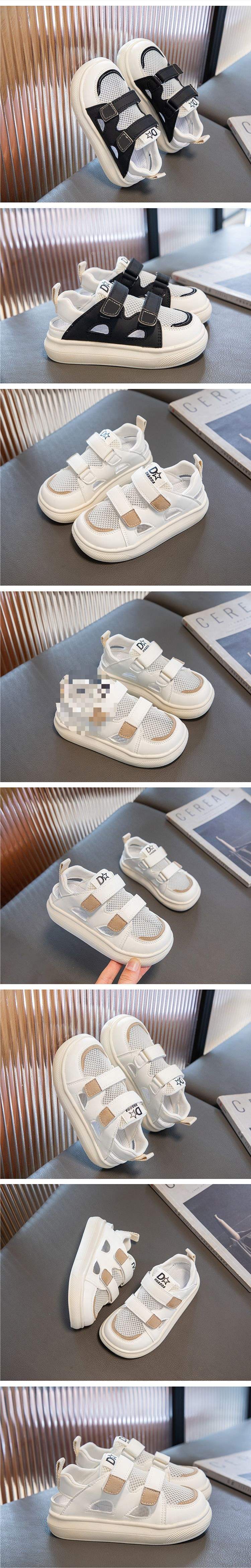 Girls Sports Closed-Toe Sandals Summer Style2025Summer New Children's Hollow Breathable Single Mesh Shoes Girls' White Shoes
