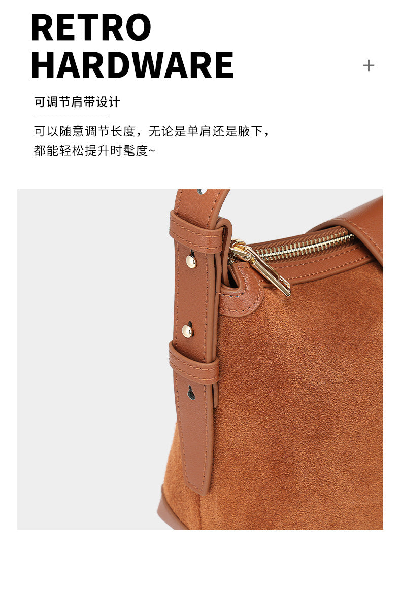 European and American New Style Deer Antler Leather Bag Single Shoulder Underarm Bag Light Luxury Fashion Women's Bag Genuine Leather Crossbody Women's Bag Niche Large Capacity