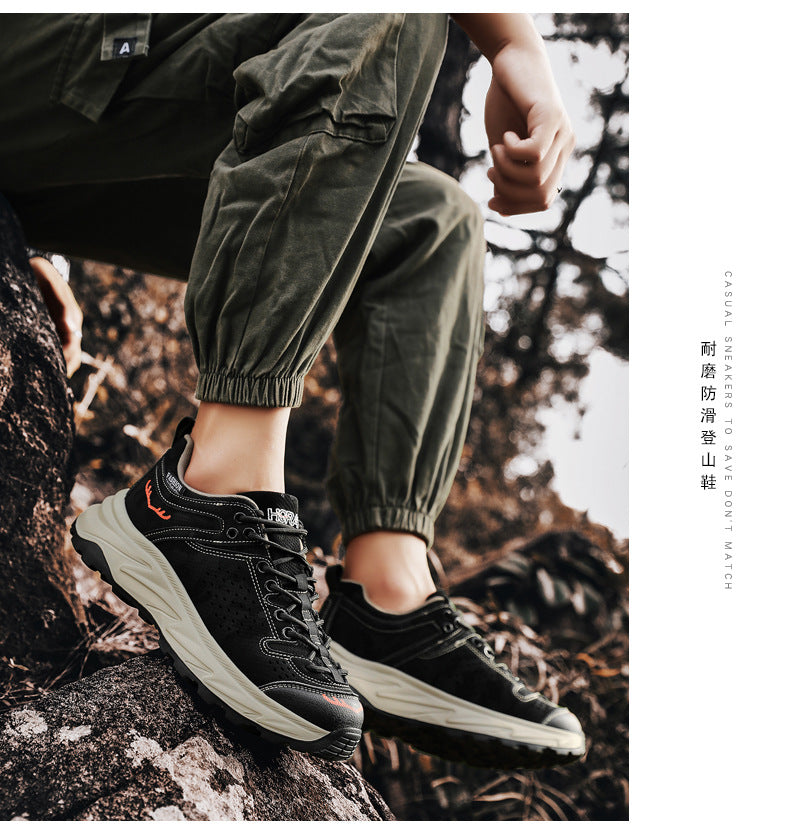 New Thick-Soled Height-Increasing Hong Kong Style Dad Shoes Trendy Retro Outdoor Non-Slip Hiking Shoes Sports Casual Shoes Men's Shoes