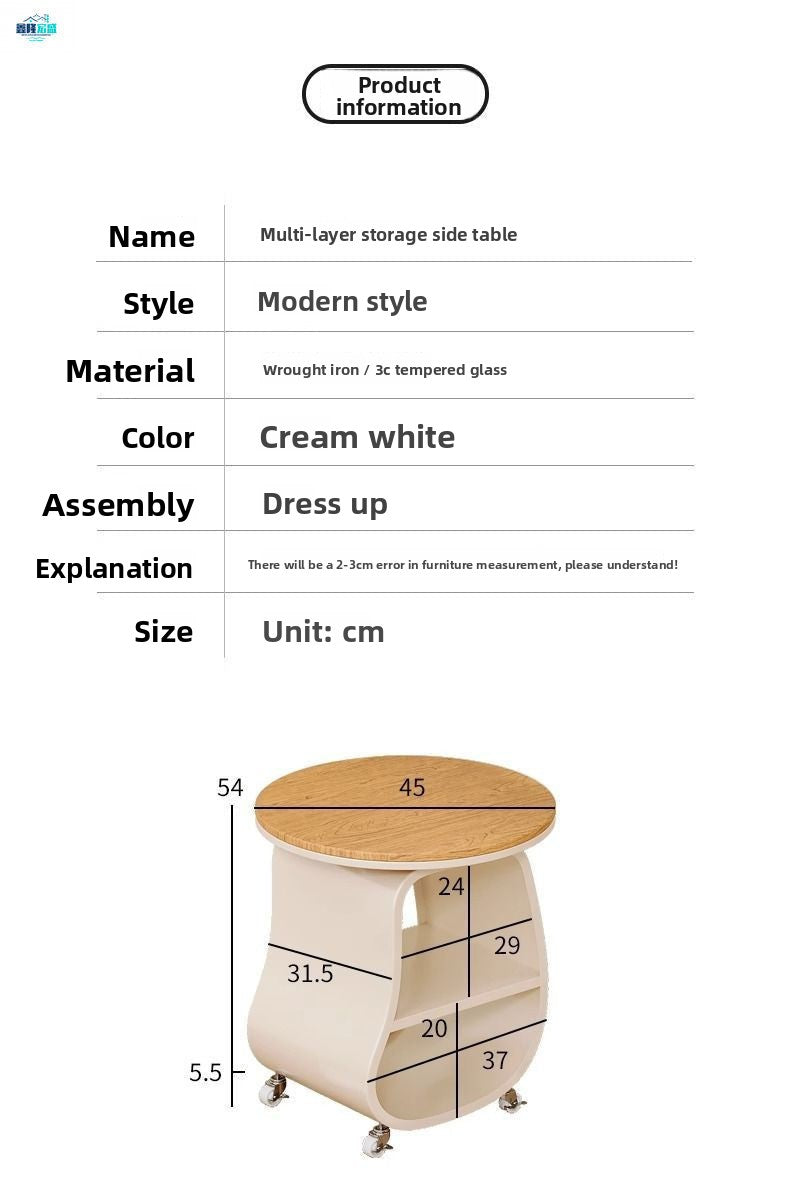 Cream Style Sofa Side Table Living Room Mini Movable Coffee Table Small Table Modern Simple Bedside Storage Rack Side Cabinet