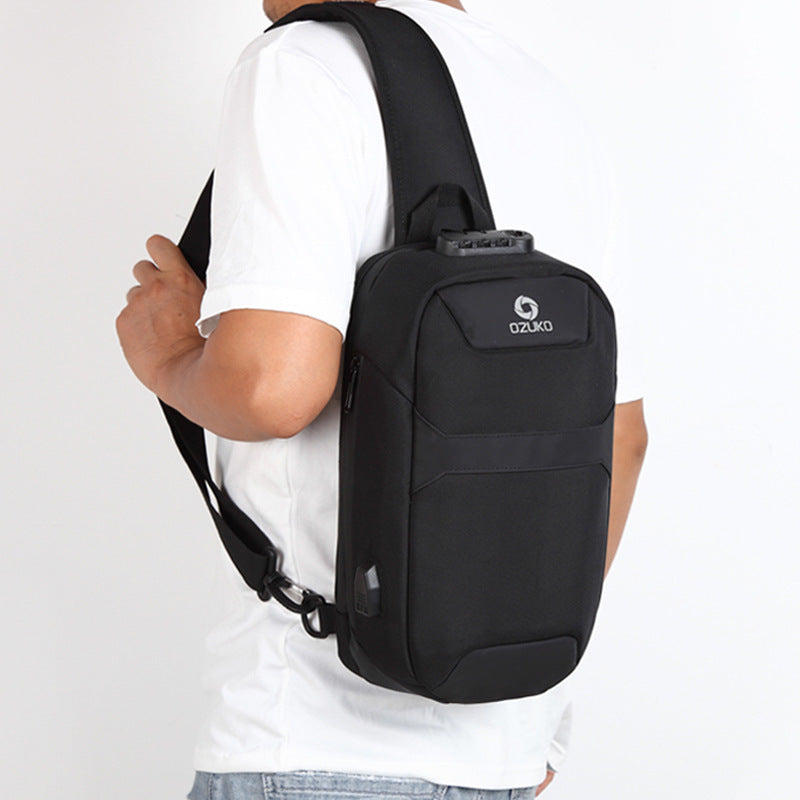 OZUKO Anti-theft Men's Chest Bag Waterproof Oxford Cloth Single Shoulder Crossbody Bag Chest Portable Multifunctional Trendy Bag