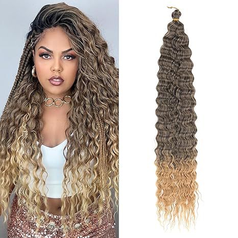 European and American Style Synthetic Hair Domestic Wig Crochet Hair Extensions Curly Hair Piece Deep Wave Bulk hair 30in120g