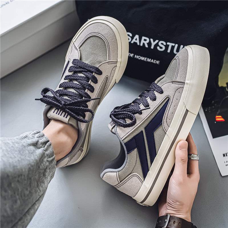 Canvas Shoes for Men, Autumn Trendy Versatile Casual Sneakers, Niche Design Student Sports Thick-Soled Height-Increasing Black Cloth Shoes