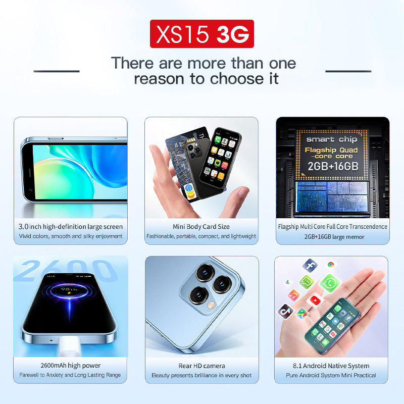 Specially designed for mobile phones XS15Smartphone Dual SIM Mini2+16G Android3G Small Mobile Phone Wholesale