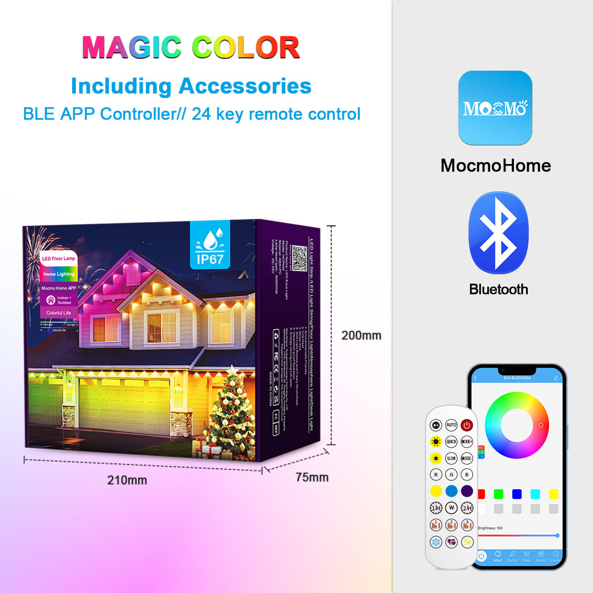RGB Eaves Light Bluetooth Eaves Light String LED Eaves Lamp Outdoor Waterproof Eaves Lamp Room Eaves Lamp Symphony Eaves Lamp