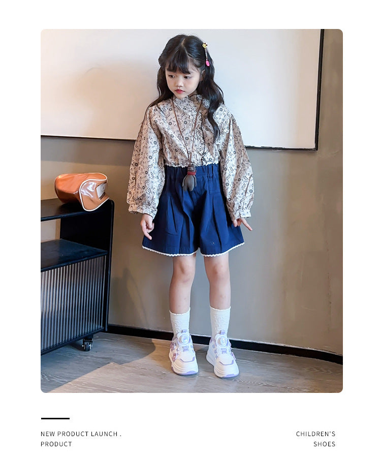 Children's Sports Shoes Spring and Autumn2025New Student Knob Girls' White Sneakers Versatile Casual Girls' Running Shoes