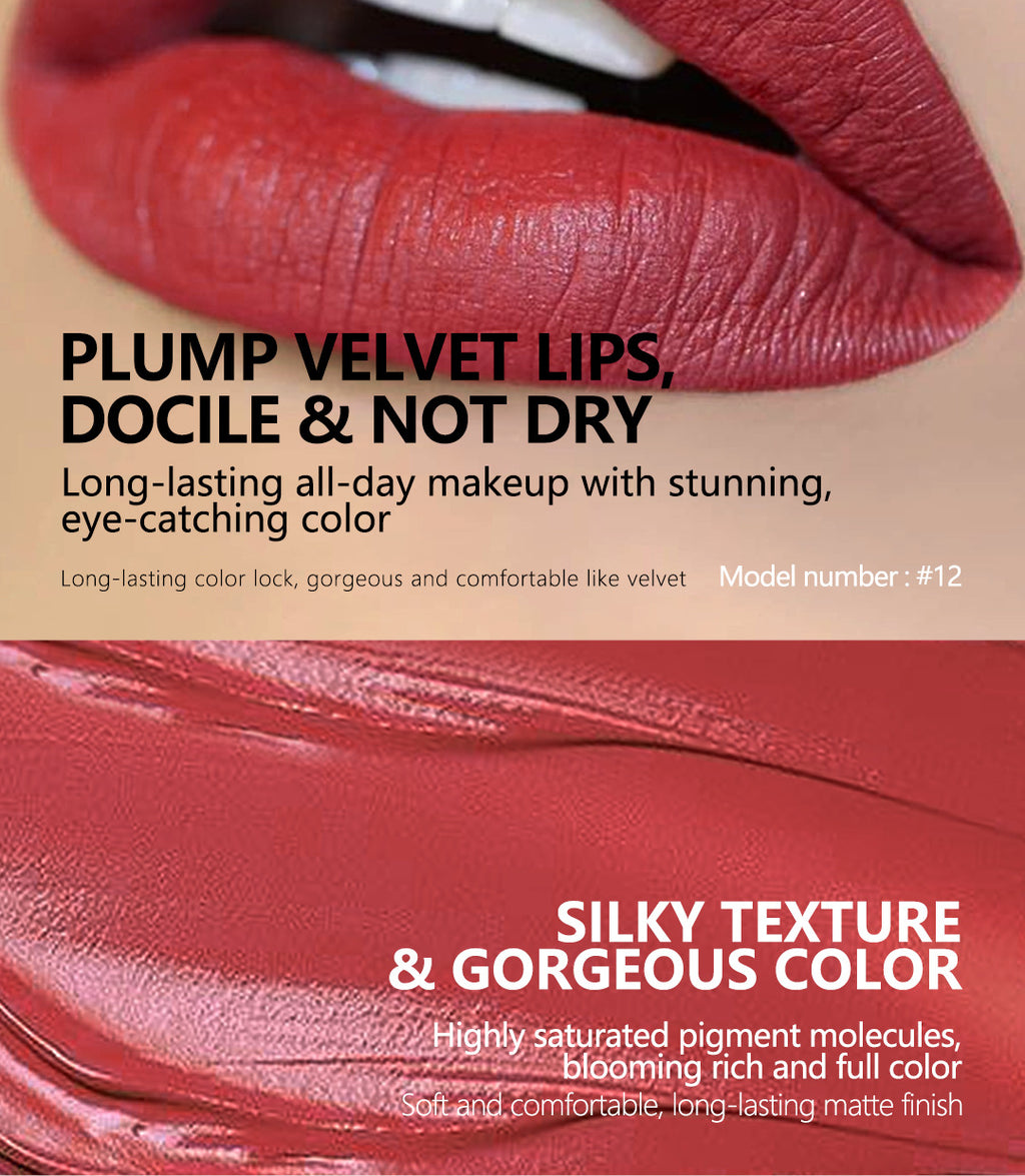 12Color Lip Glaze Set Velvet Matte Matte Lip Gloss Non-Fading Liquid Lipstick European and American Makeup