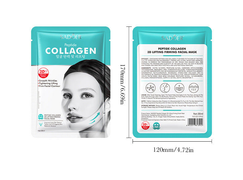 Full English Polypeptide Collagen Protein3D Lifting and Firming Face Mask SADOER Hydrating and Moisturizing Face Mask Wholesale