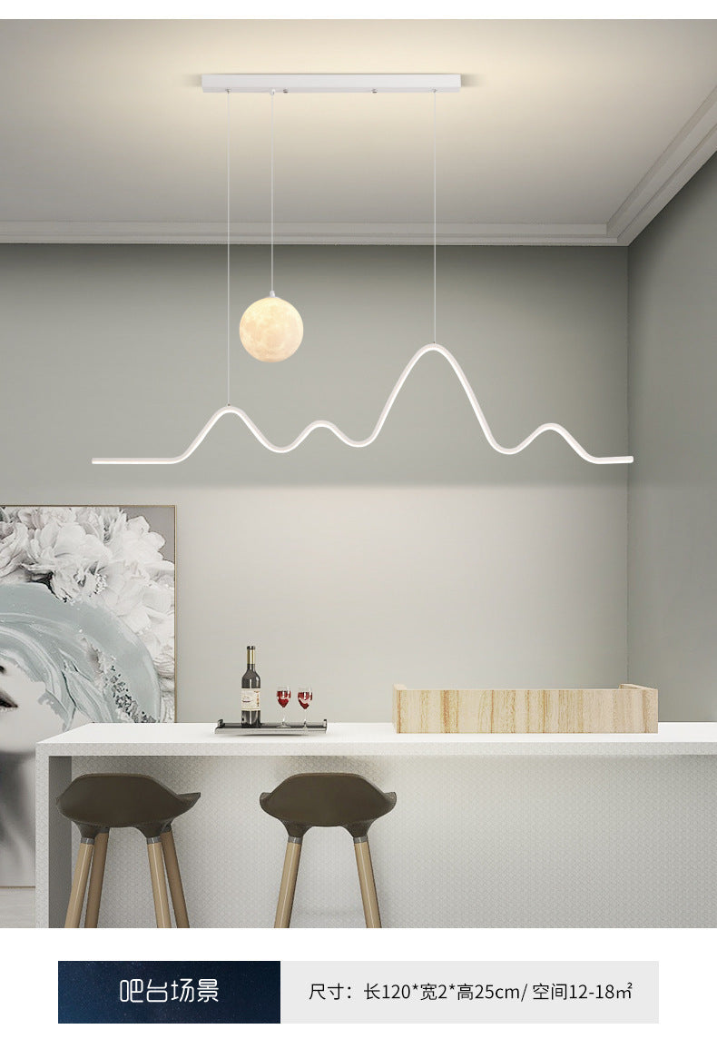 Restaurant Chandelier Light Luxury Dining Room Dining Table Bar Modern Minimalist Moon Lamp Minimalist Long Strip Guangdong Zhongshan Factory