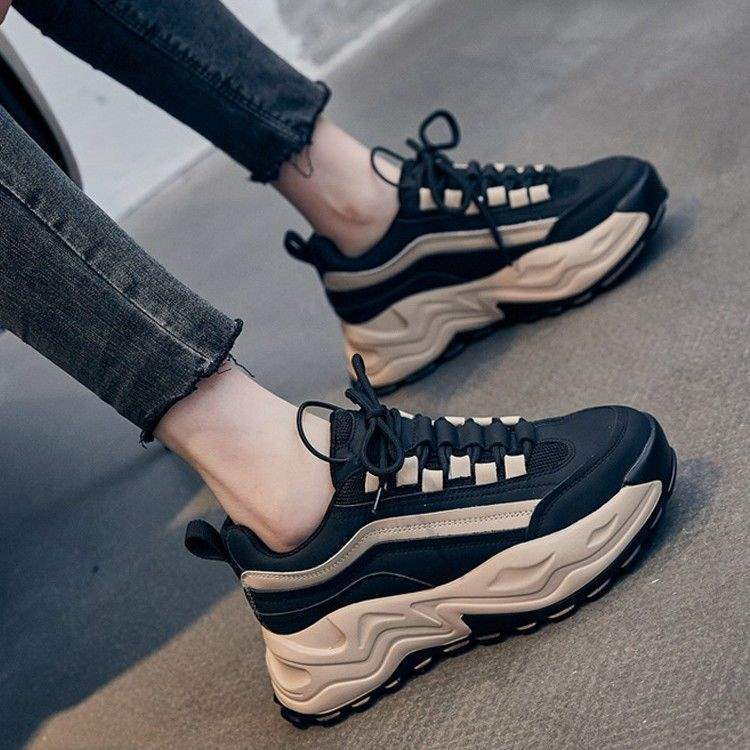 Women's Dad Sneakers Slimming ins Tide2025Spring and Autumn New Women's Shoes Casual Thick-Soled Student Height-Increasing Casual Sneakers