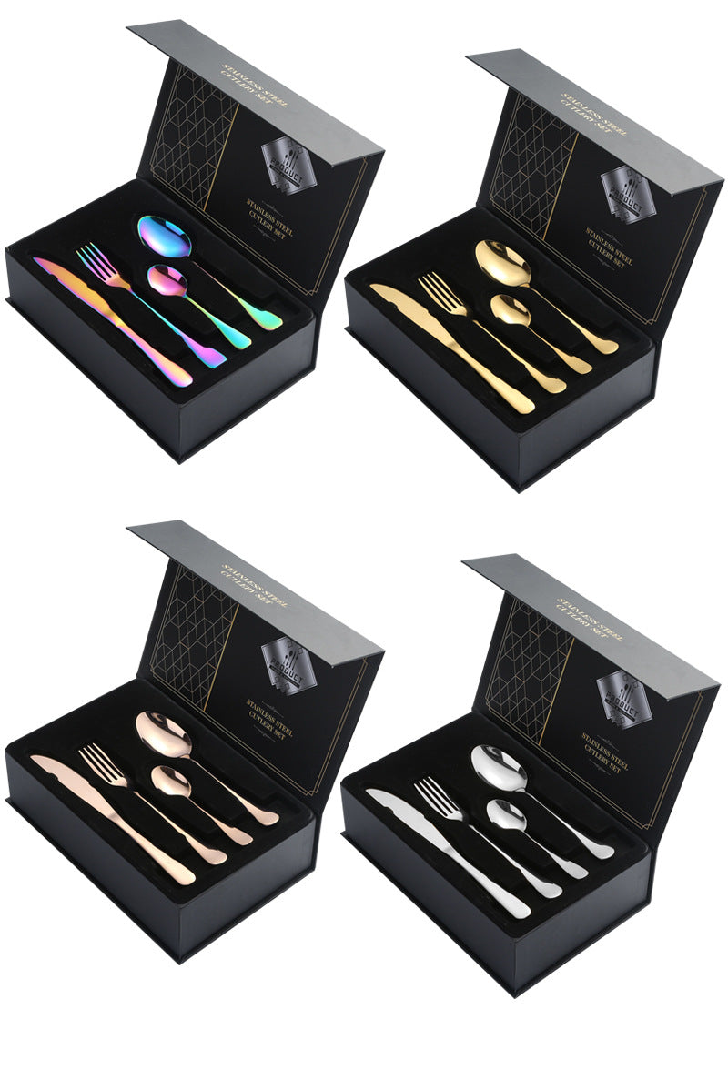 Stainless Steel Cutlery Knife Fork Spoon1010Four-piece Portuguese Western Steak Knife, Fork, and Spoon Set24Piece Suit