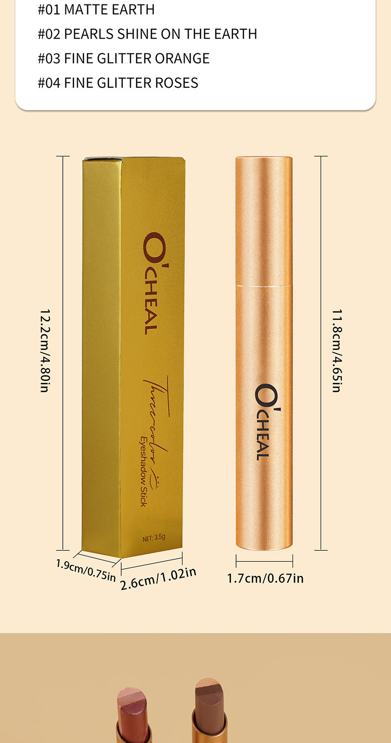 One-Stroke Gradient Lazy Three-Color Eyeshadow Stick Matte Shimmer Pearl Highlight Eyeshadow Pen