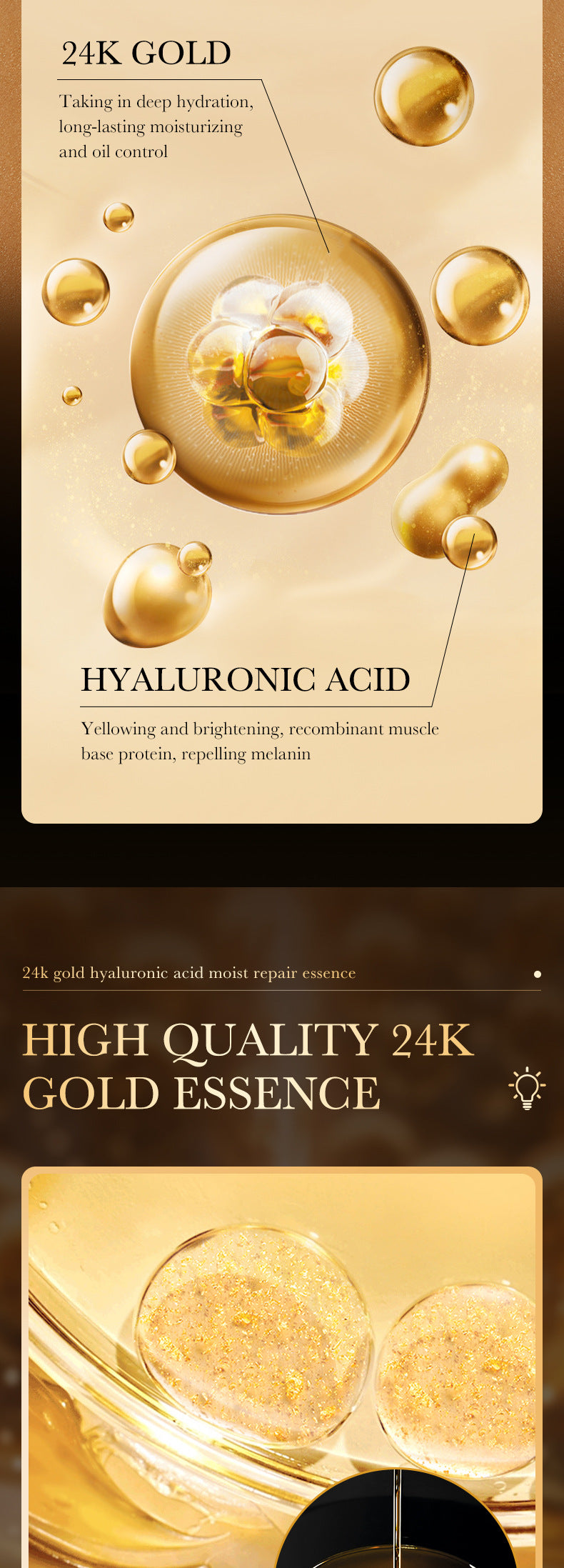 Full English24K Gold Essence ZOZU Hyaluronic acid moisturizing and hydrating skincare wholesale for  trade