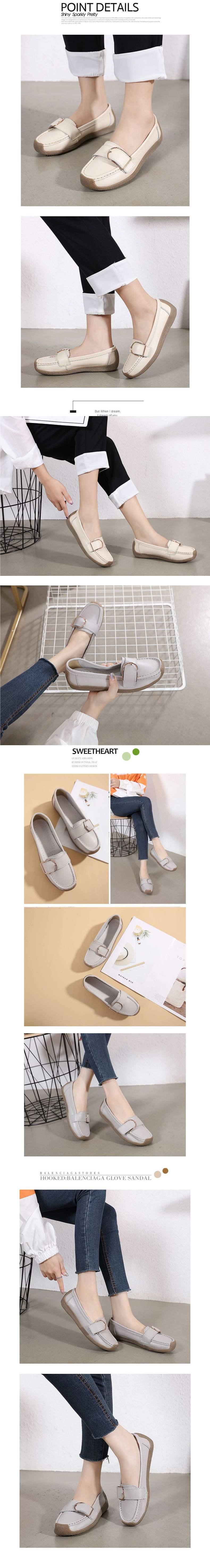 Women's Shoes Flat Soft Sole Loafers Women's Mid-Heel Soft Leather Nurse Shoes Rubber Sole Fashion Versatile Mom Shoes