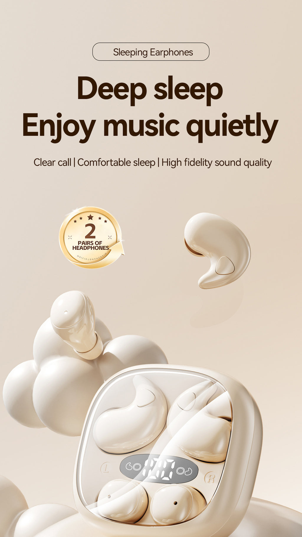 New M1262-in-1 Wireless Sleep Mini Long Battery Life Ultra-High Sound Quality Wireless Bluetooth Earbuds