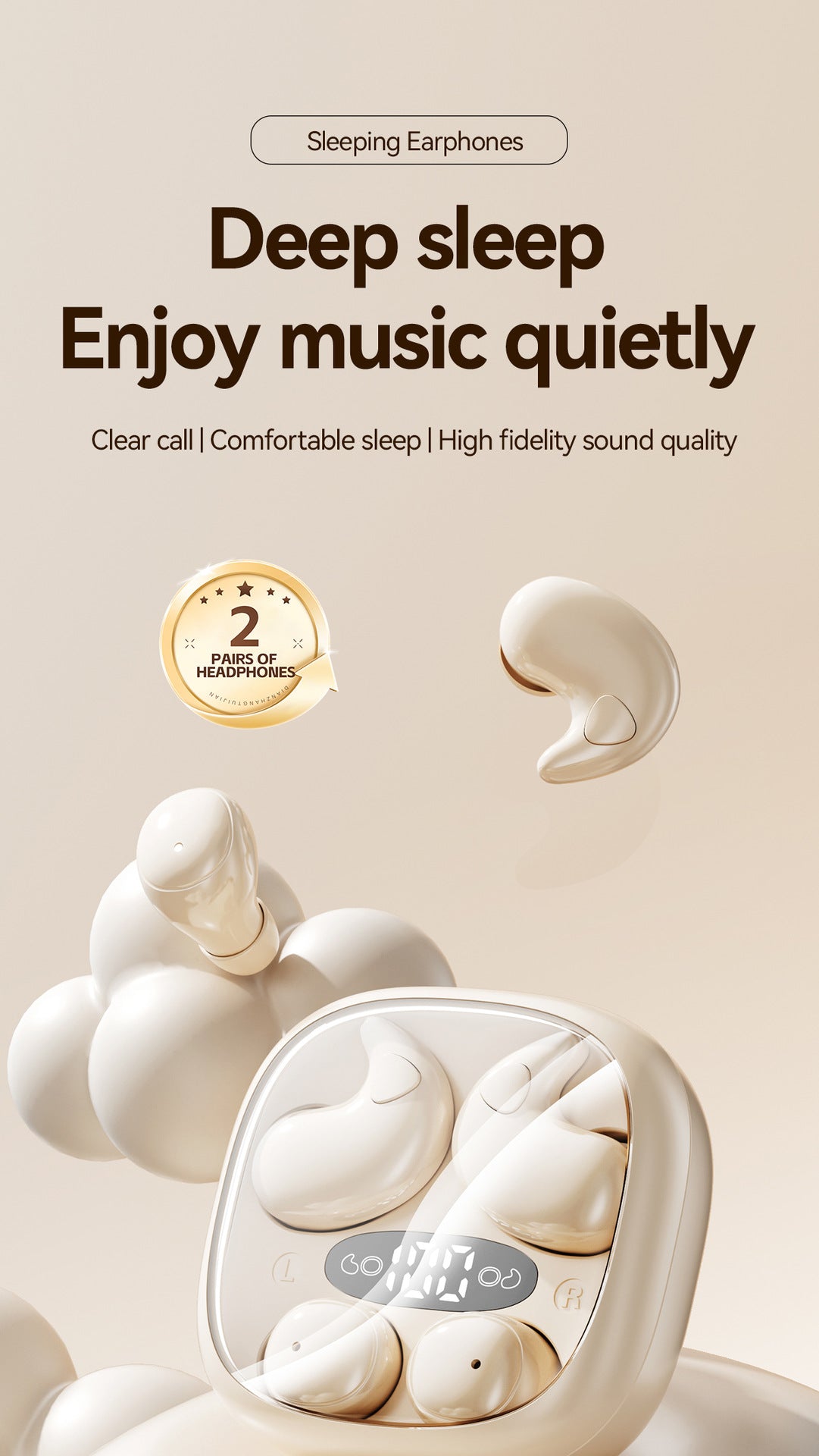 New M1262-in-1 Wireless Sleep Mini Long Battery Life Ultra-High Sound Quality Wireless Bluetooth Earbuds