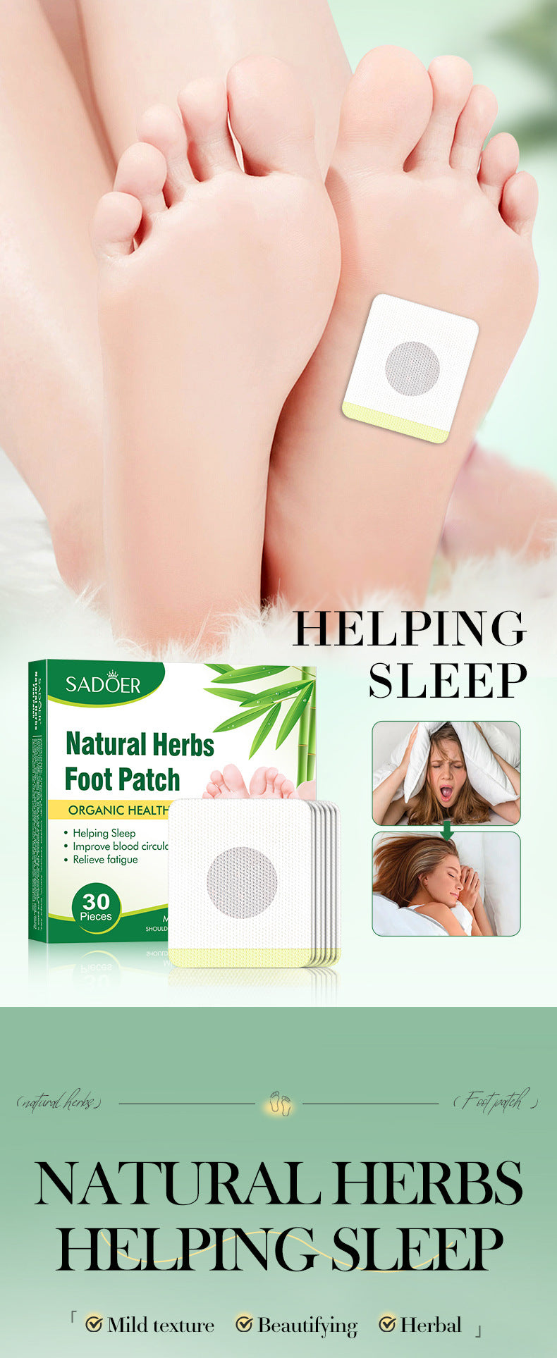 Cross-border Herbal Foot Acupoint Patch Help Sleep Body Soothing Acupoint Patch Export Manufacturer Wholesale
