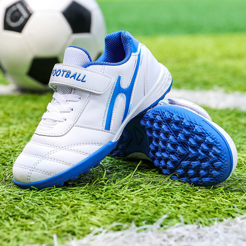 New football shoes for men and women with Velcro for children TF Broken Nail Style Youth Student Grassland Flat Training Shoes