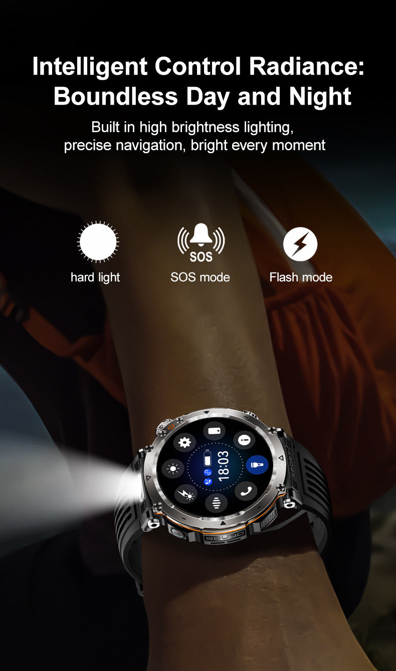 HT30Smart Watch Bluetooth Call True Heart Rate Step Count Sleep Monitoring Deep Waterproof Flashlight Sports Three-Proof