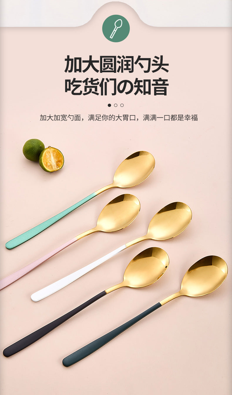 Stainless Steel Korean Portable Tableware Set Spoon Fork Chopsticks Three-Piece Set Student Travel Internet Celebrity Tableware