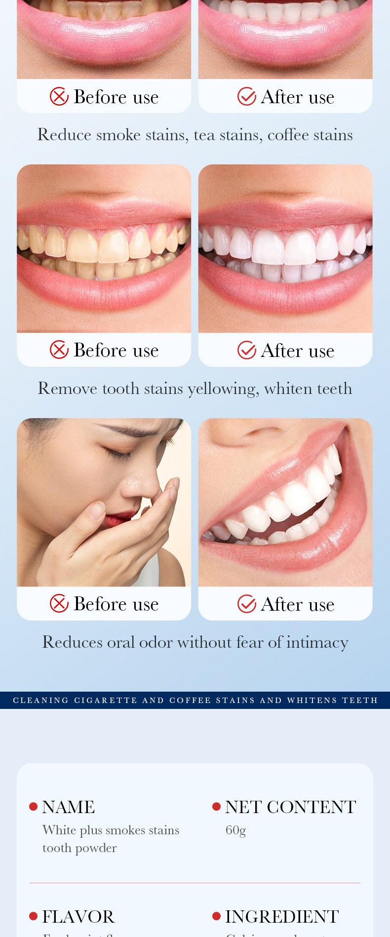 All English Tooth Powder60g SADOER Remove Tobacco Stains, Whiten Teeth, Clean Tartar, Strengthen Teeth Toothpaste  Wholesale