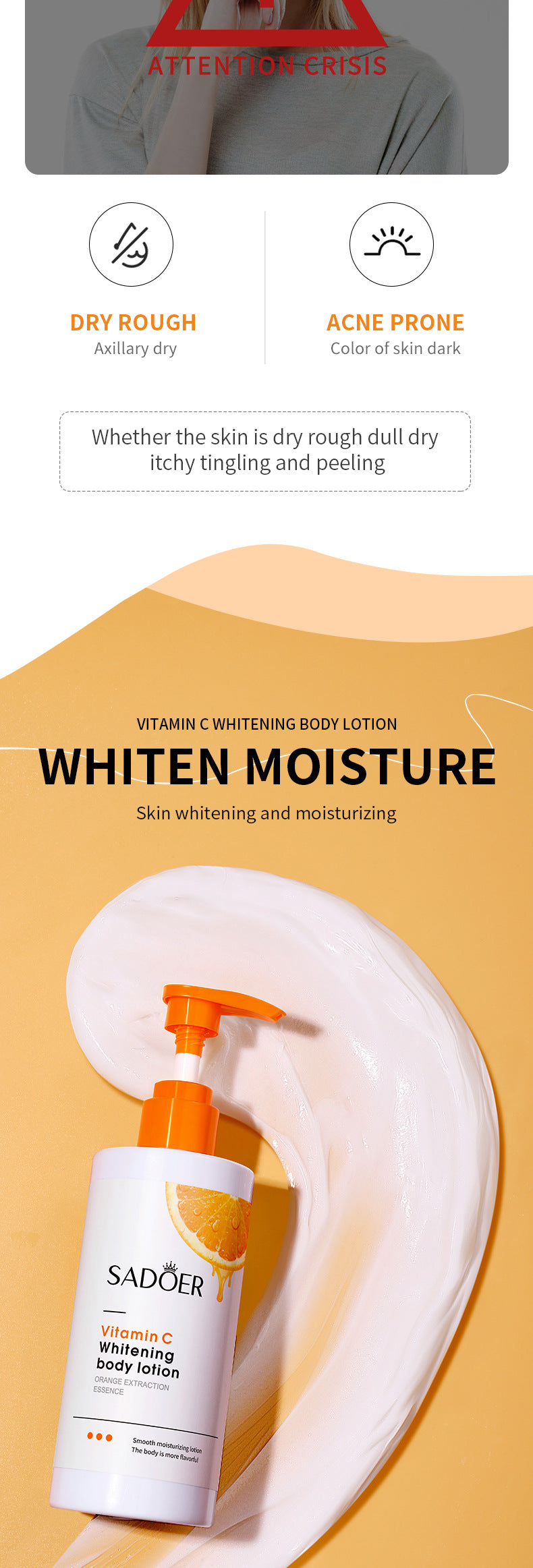 Full English VC Whitening Body Lotion SADOER Vitamin C Moisturizing and Hydrating Skin Care  Wholesale