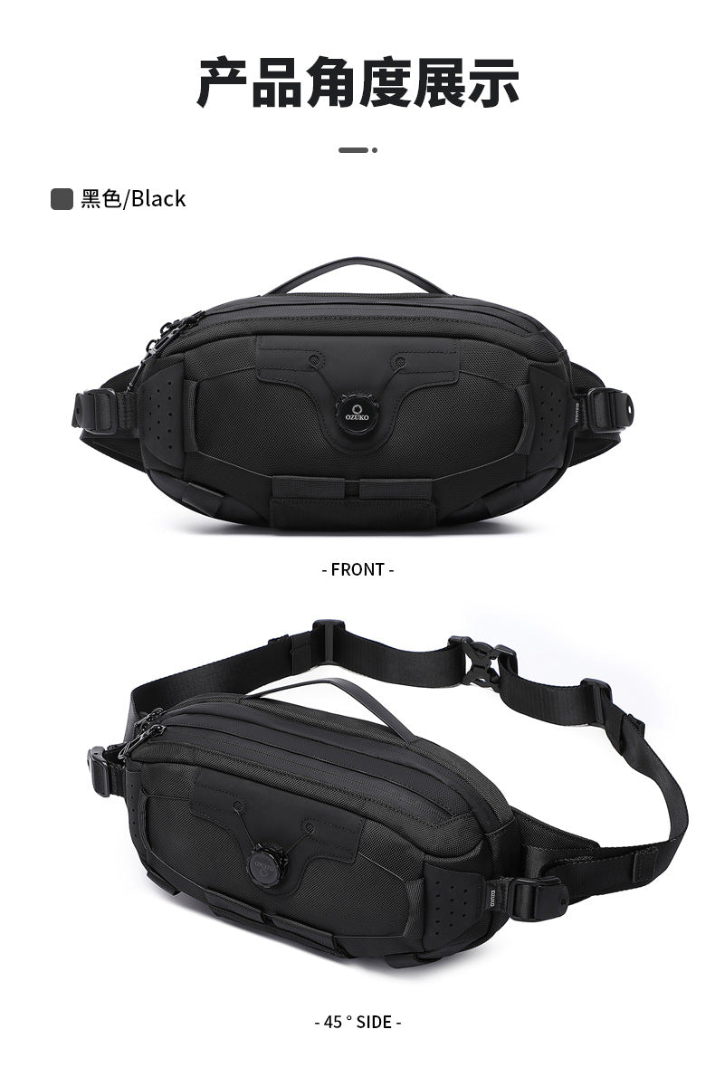 OZUKO Men's Chest Bag Crossbody Waist Bag Multifunctional Tactical Waterproof Portable Outdoor Cycling Trendy Brand High-end Bag