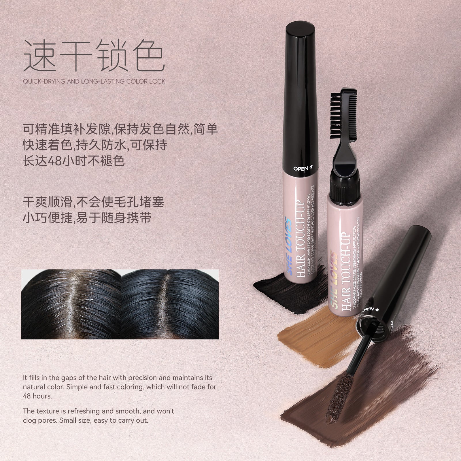 sheloves White Hair Color Stick Covers Gray Roots Non-Staining Waterproof Hair Stick