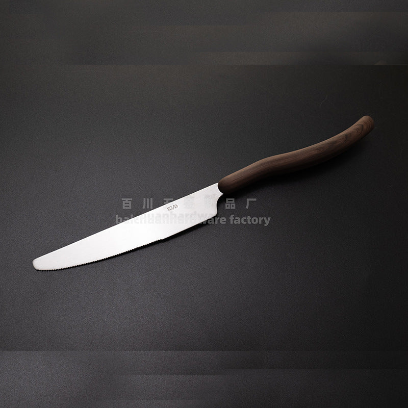 18/10Stainless Steel Western Tableware Set Imitation Wood Grain Handle Steak Knife Fork Spoon High-end Western Hotel Tableware