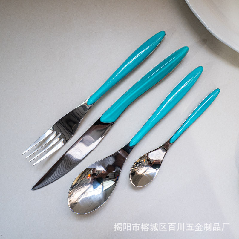 304Stainless Steel Spoon Colorful Western Food Spoon Baby Feeding Spoon Thickened Adult Table Spoon Restaurant Hotel Dessert Spoon