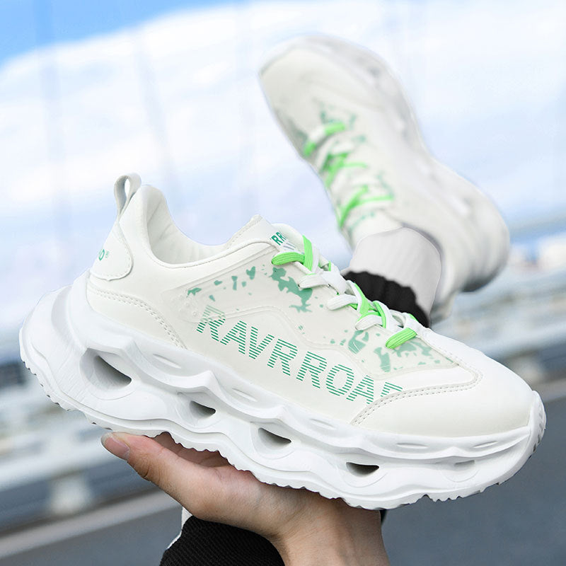 2025New Year's New Rebound Shock Absorption Sports Shoes Men's Fashion Retro Leather Dad Shoes Comfortable Wear-Resistant Running Shoes