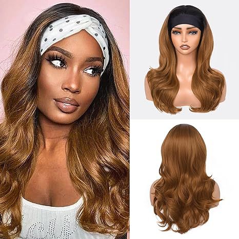 Afro Body wave Large Curly Hair Ribbon Hairband Curly Hair Glueless Synthetic Wig