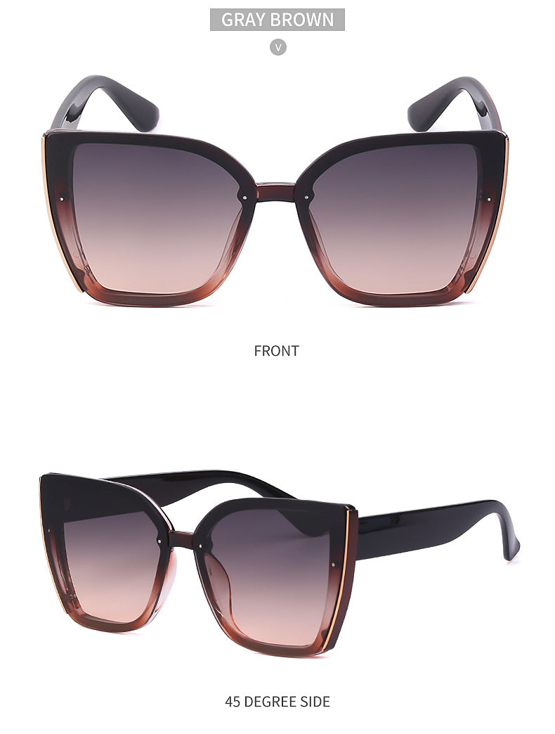 Internet Celebrity Cat Eye Large Frame Sunglasses for Women Fashion Trend UV Protection Sunglasses Korean Style Glasses sunglasses