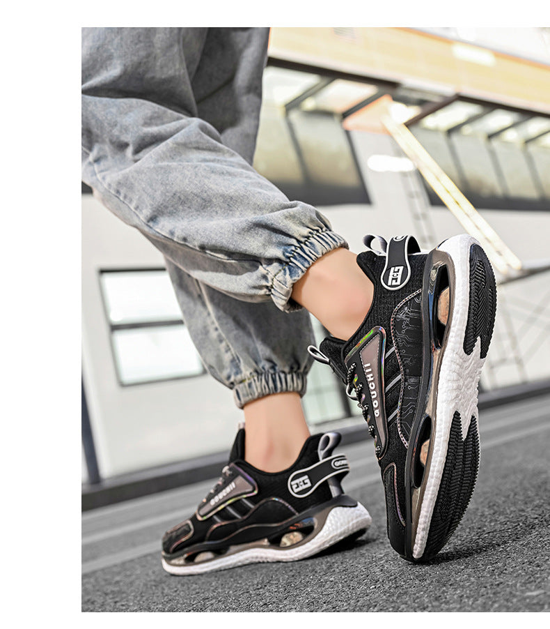 Autumn Hot-Selling Popcorn Rubber Non-Slip Wear-Resistant Sports Running Shoes Mesh Breathable Couple Trendy Casual Shoes