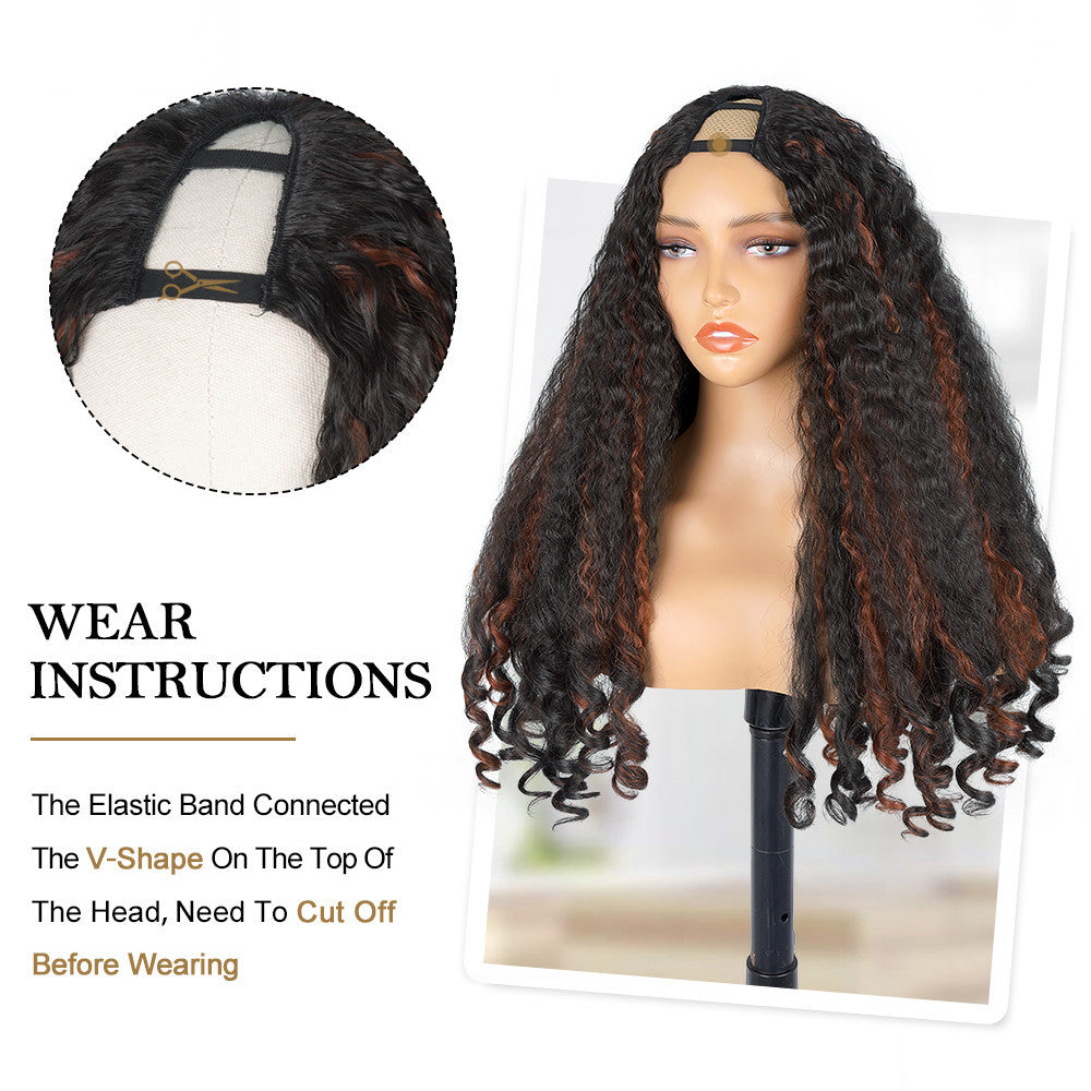 2H350 Highlight Yaki Synthetic  Afro Bouncy Curly End Wigs