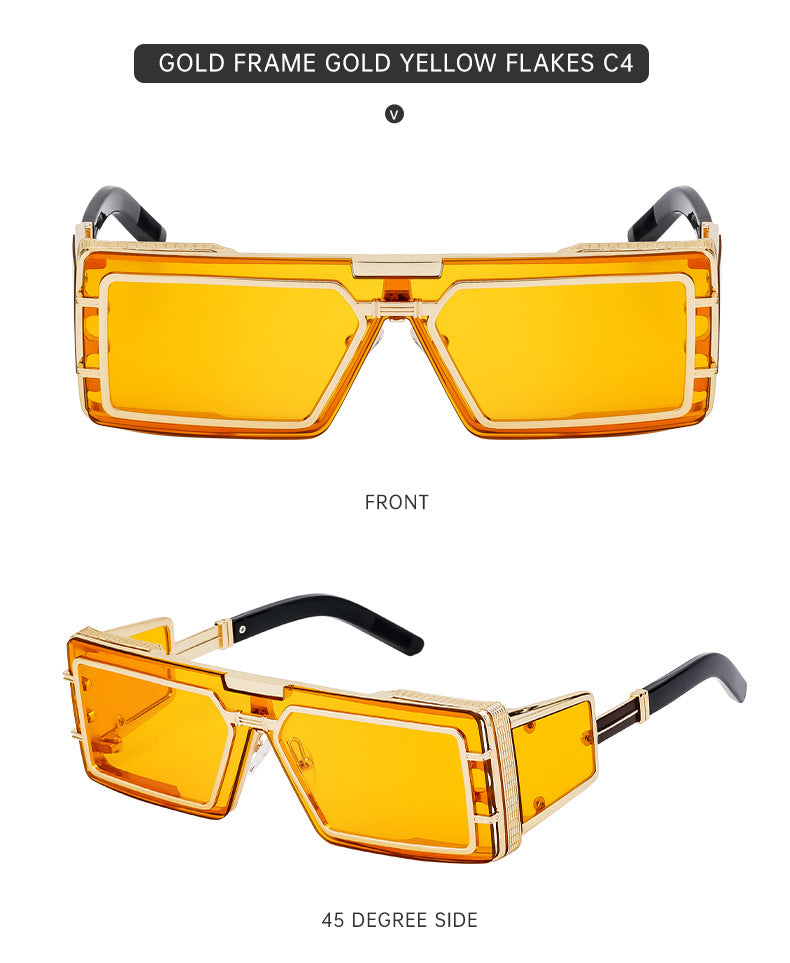 New Full Frame Glasses Men's Future Technology High-end Sense European and American fashion Square Frame Sunglasses Sunglasses shades