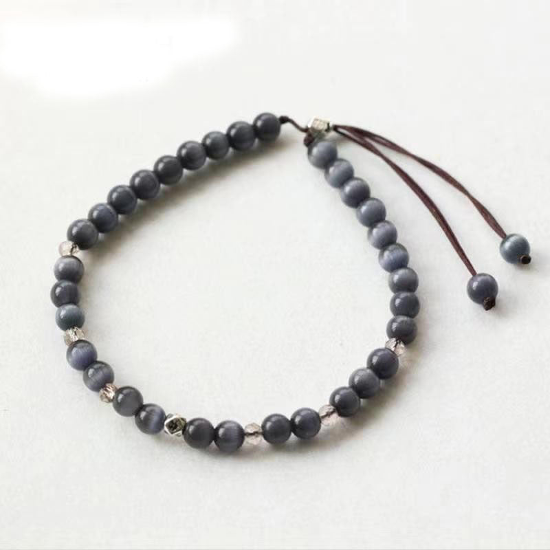 Tiger Eye Stone Double Row Bracelet Natural Stone Beaded Lucky Tree Pendant Bracelet Woven Double Layer Beaded Crystal Bracelet