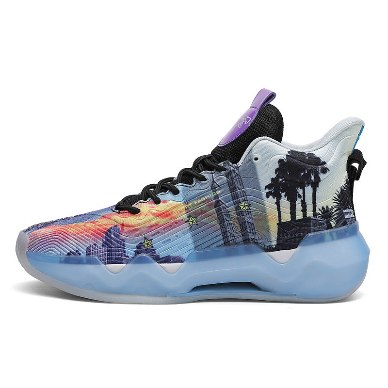 2025New Fashion Rubber Sole Sports Trendy Shoes for Teenagers, Personalized Professional High-Top Wear-Resistant Basketball Shoes