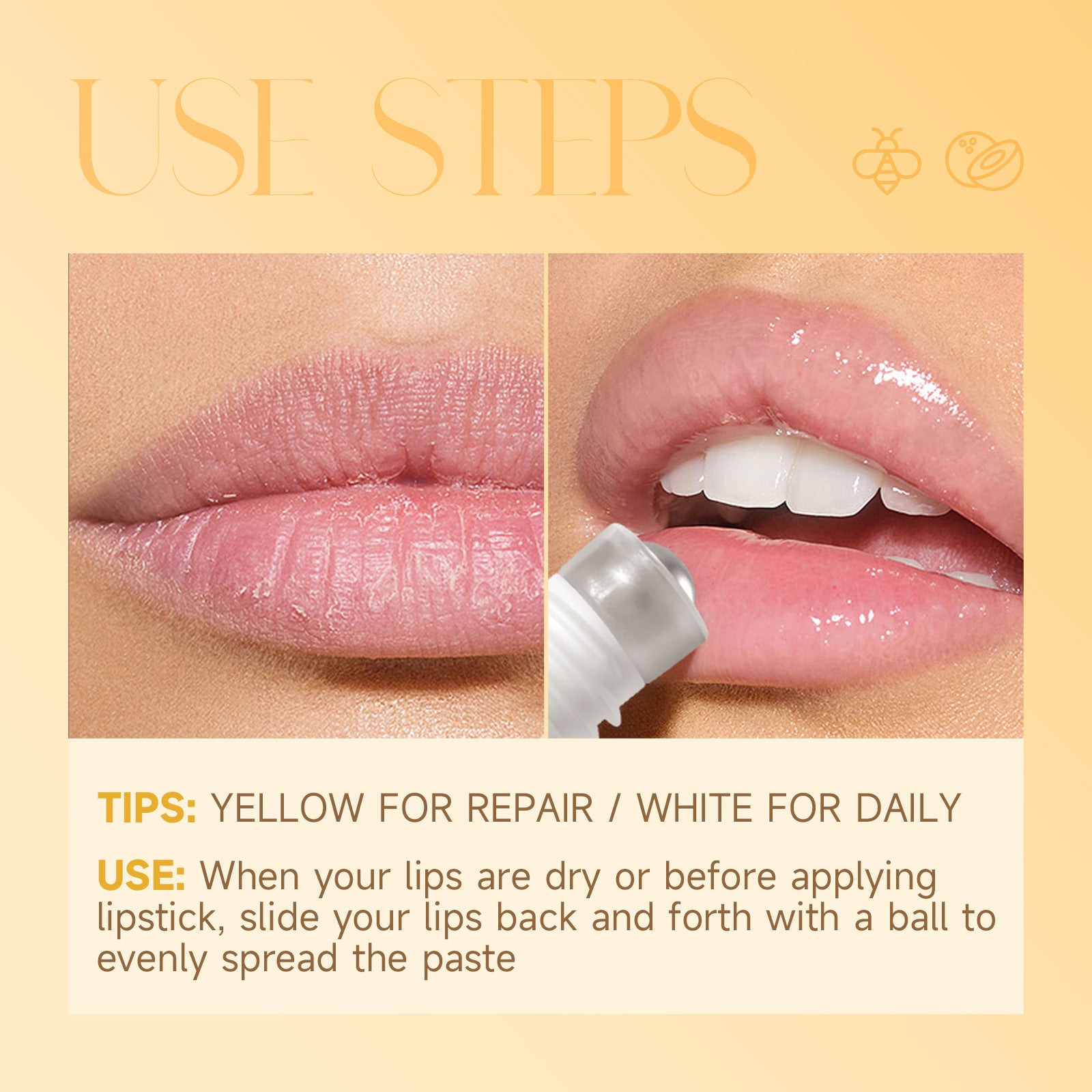 Honey Coconut Roll-On Lip Oil Long-lasting lightening lip lines moisturizing nourishing transparent glossy glass lip gloss