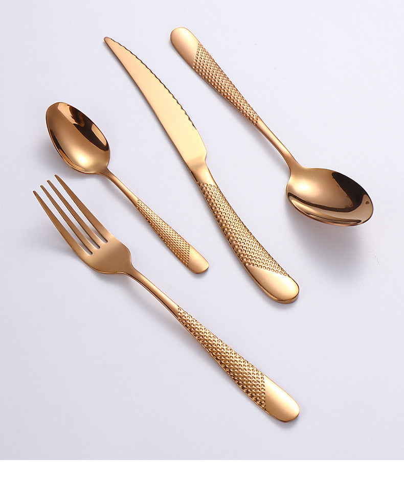 Stainless Steel Western Cutlery Star Diamond Knife Fork Spoon24Western-style Steak Knife, Fork, and Spoon Gift Set