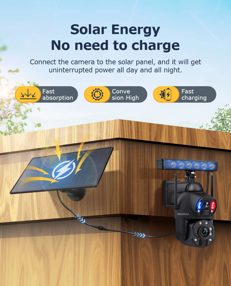 Outdoor36Zoom600Ultra HD Dual Screen Solar Camera Metal Heat Dissipation Night Vision Waterproof Dome Camera