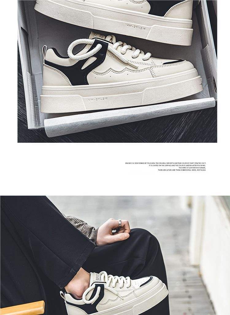 Spring and Summer Men's Shoes2025New Thick-Soled White Sneakers for Men Trendy Versatile Casual Sports Board Shoes