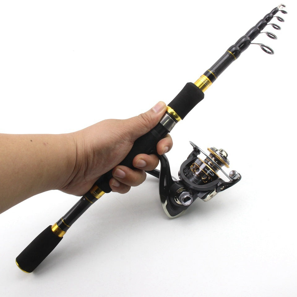 Wholesale Retractable Lure Rod Set Straight Handle Lure Spinning Reel Lure Bait Combination European and American Popular Fishing Gear