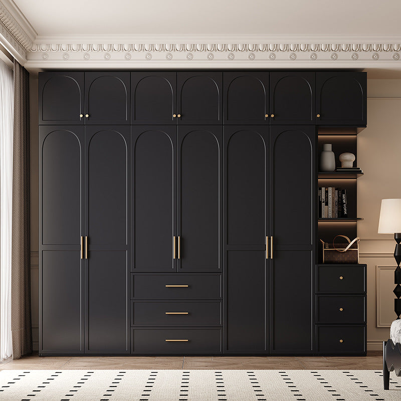 French Retro Style Black Wardrobe Modern Simple Small Apartment Light Luxury Internet Celebrity Closet Storage Cabinet Bedroom Economical Type