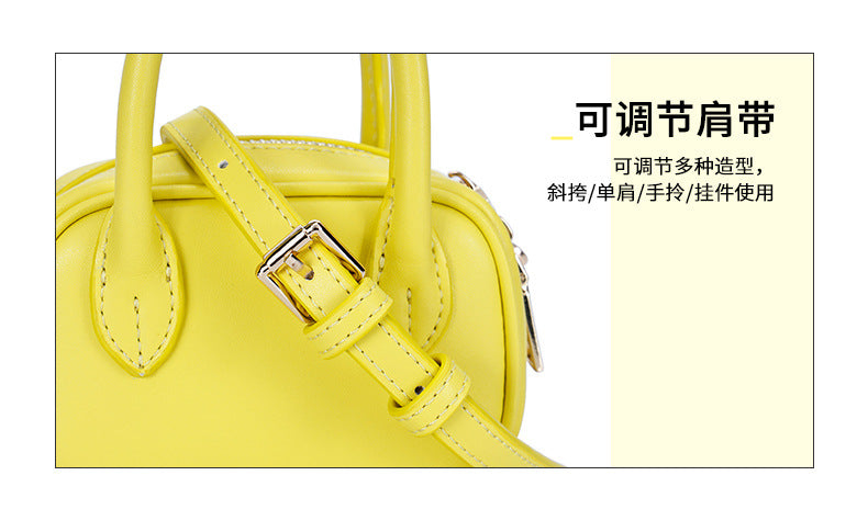 Korean Style Niche Pam Handbag for Women Fashionable Versatile Crossbody Bag Cowhide Handheld Lipstick Coin Purse Double Zipper