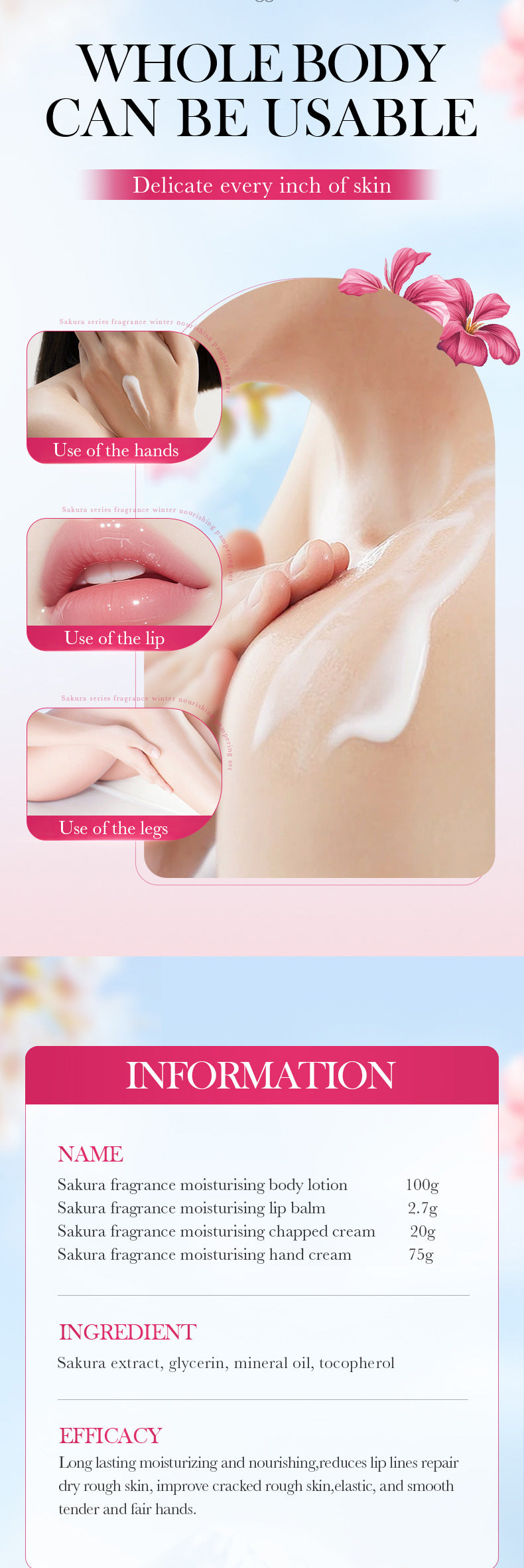 Sakura Series Winter Moisturizing Luxurious Set BIOAOUA Hydration Kit  Wholesale