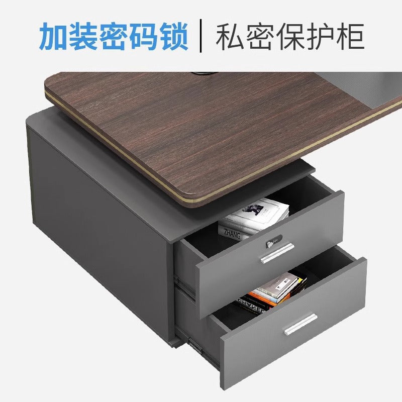 Elegant Office Desk Boss Desk Simple Modern Double Cabinet Mobile Cabinet Office Manager President Office Desk and Chair Set